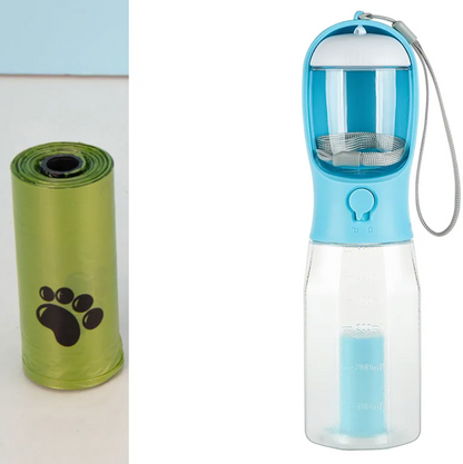 3-in-1 Portable Pet Water Bottle with Food Cup