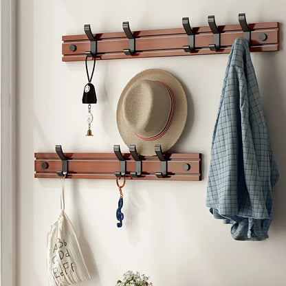 Wall-Mounted Coat Rack with Folding Hooks