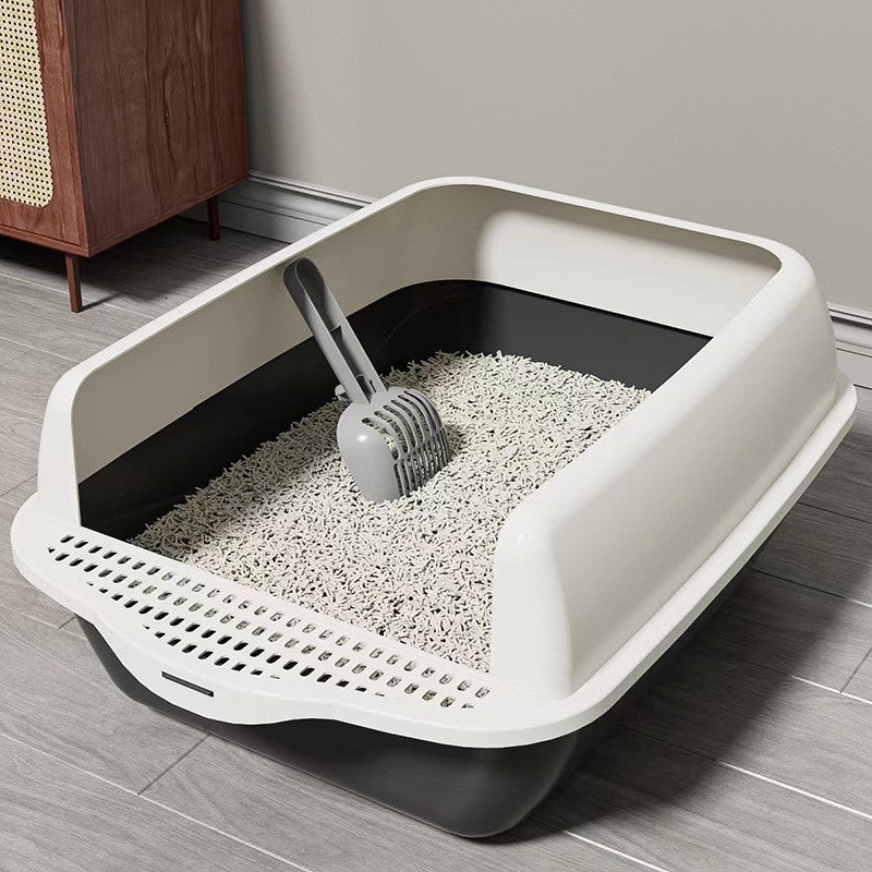 Semi-Enclosed Cat Litter Box with Scoop