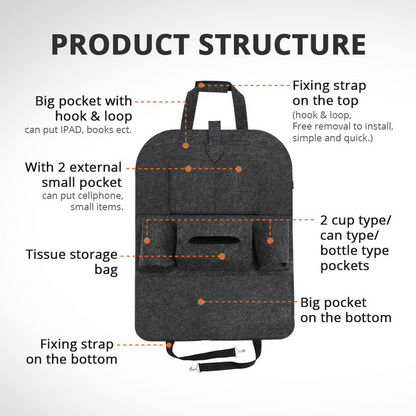 Car Seat Back Organizer with Multiple Pockets