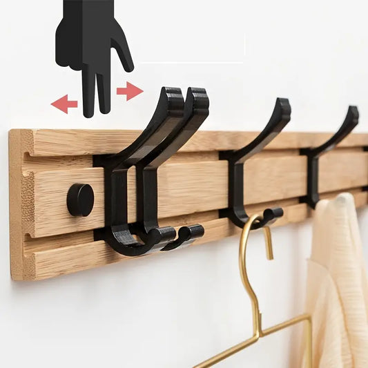 Wall-Mounted Coat Rack with Folding Hooks
