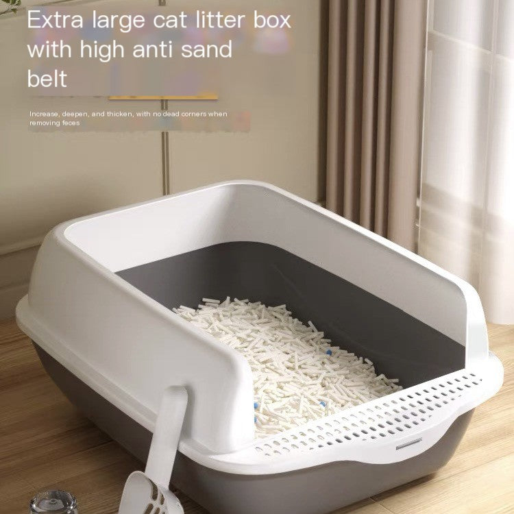 Semi-Enclosed Cat Litter Box with Scoop
