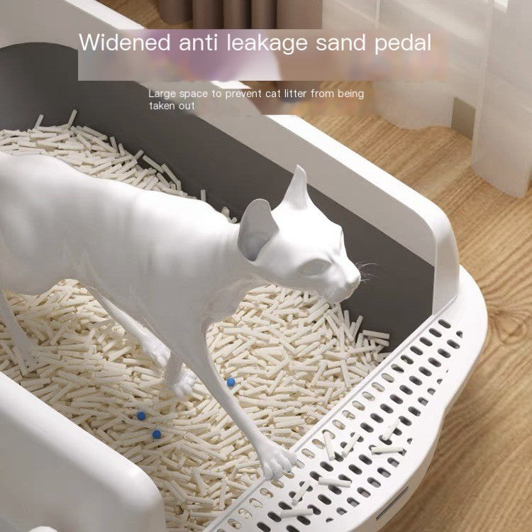 Semi-Enclosed Cat Litter Box with Scoop