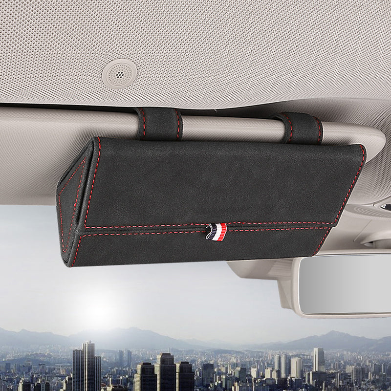 Suede Car Visor Sunglasses Holder