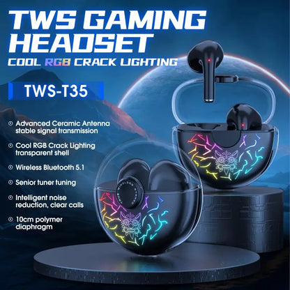 Wireless Gaming Earbuds with RGB Charging Case